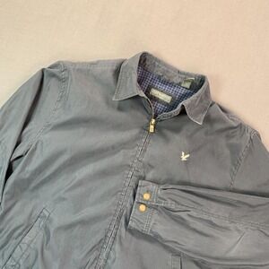 Lyle & Scott Jacket Mens MD Black Tattersall Lined Full‎ Zip Bi Swing Bomber EUC